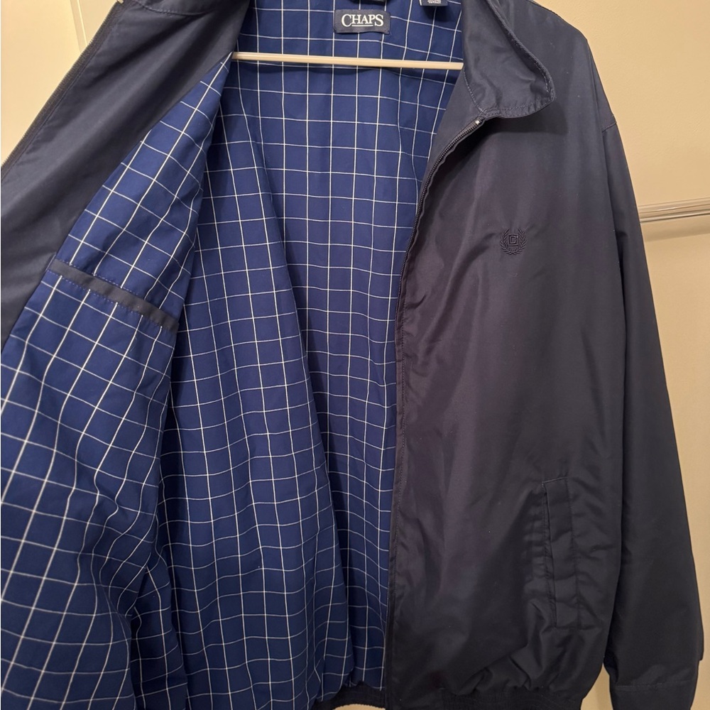 Chaps Navy Harrington Jacket XL Tall Vintage Style - Picture 4 of 5